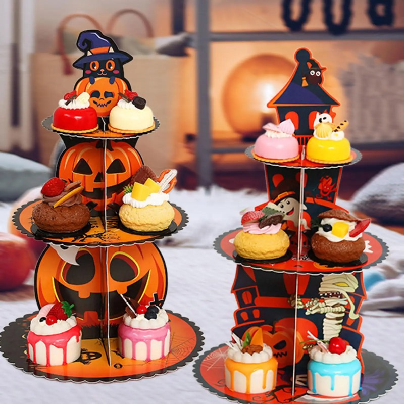 1-4PCS 3 Tier Spiderweb Desser - Spider Web Halloween Decoration recension och pris