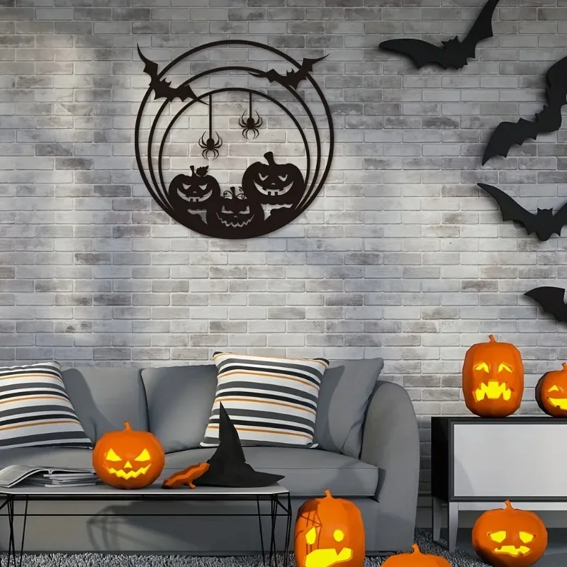 Halloween Metal Wall Art Pumpk - Spider Web Halloween Decoration recension och pris