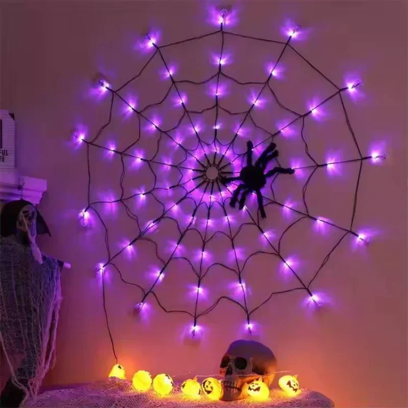 1-4PCS Halloween Spider Web LE - Halloween Led String Lights Orange recension och pris