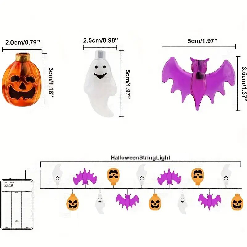 Cute Pumpkin Bat Ghost Hallowe - Halloween Led String Lights Orange recension och pris