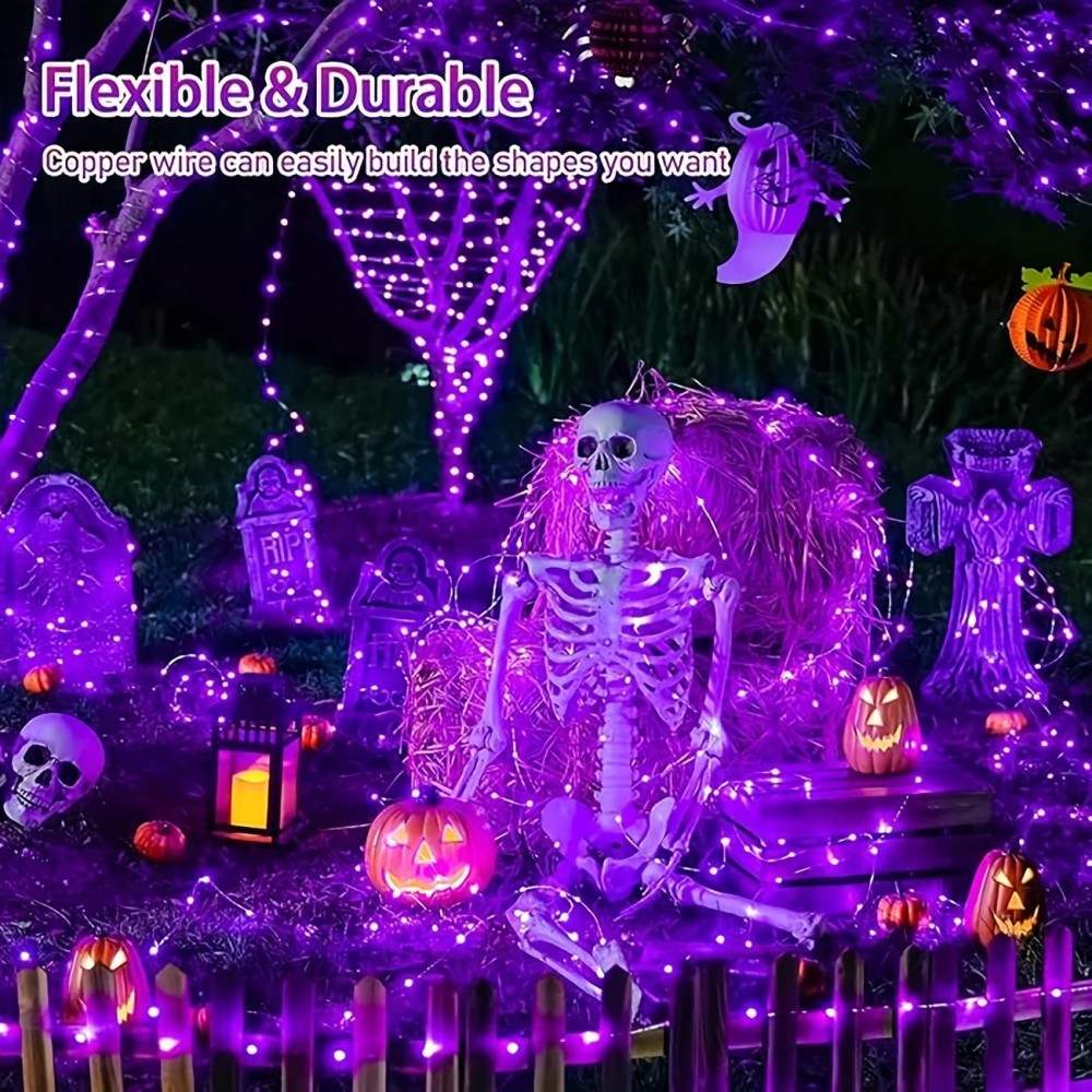 1PC 12M100LED Halloween Solar  - Halloween Led String Lights Orange recension och pris
