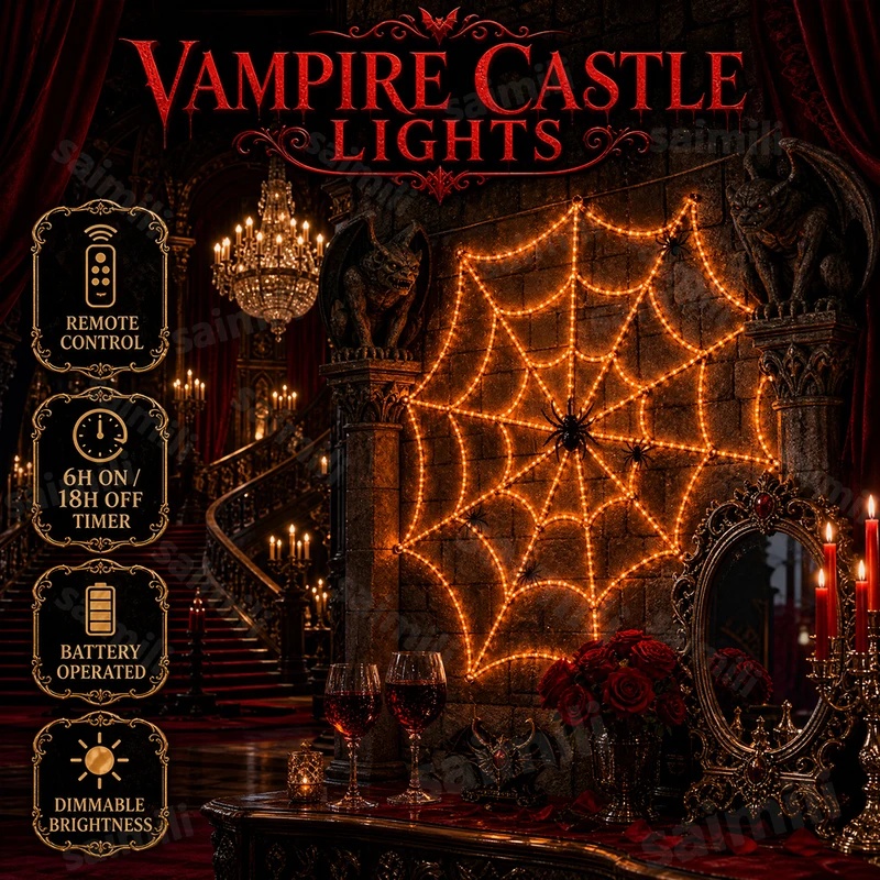 Halloween Spider Web LED Strin - Halloween Led String Lights Orange recension och pris