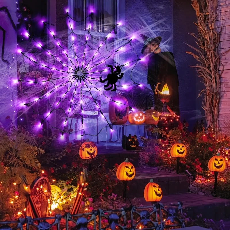 Halloween Spider Web LED Strin - Halloween Led String Lights Orange recension och pris