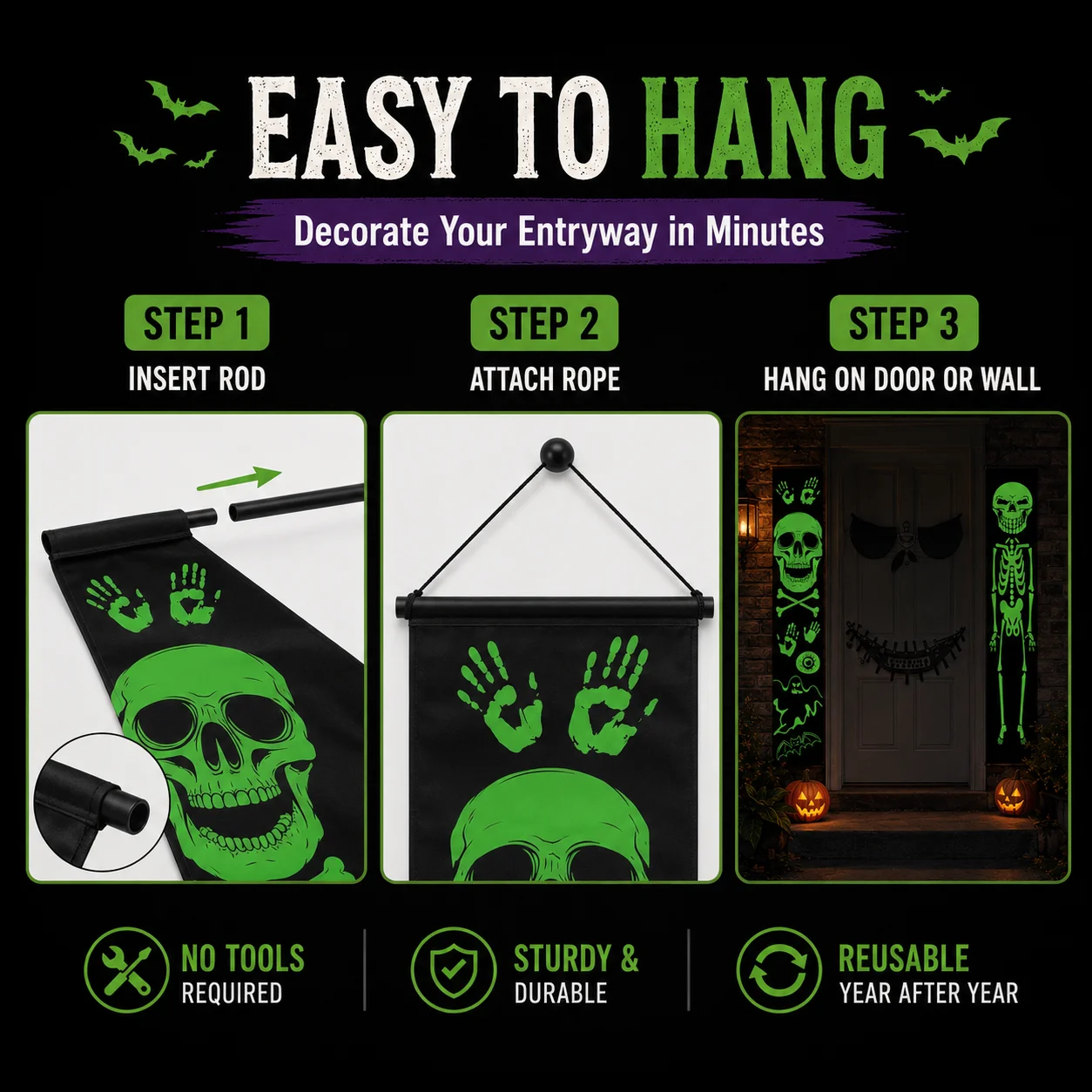 2PCS Glow in the Dark Hallowee - Halloween Skeleton Decoration recension och pris