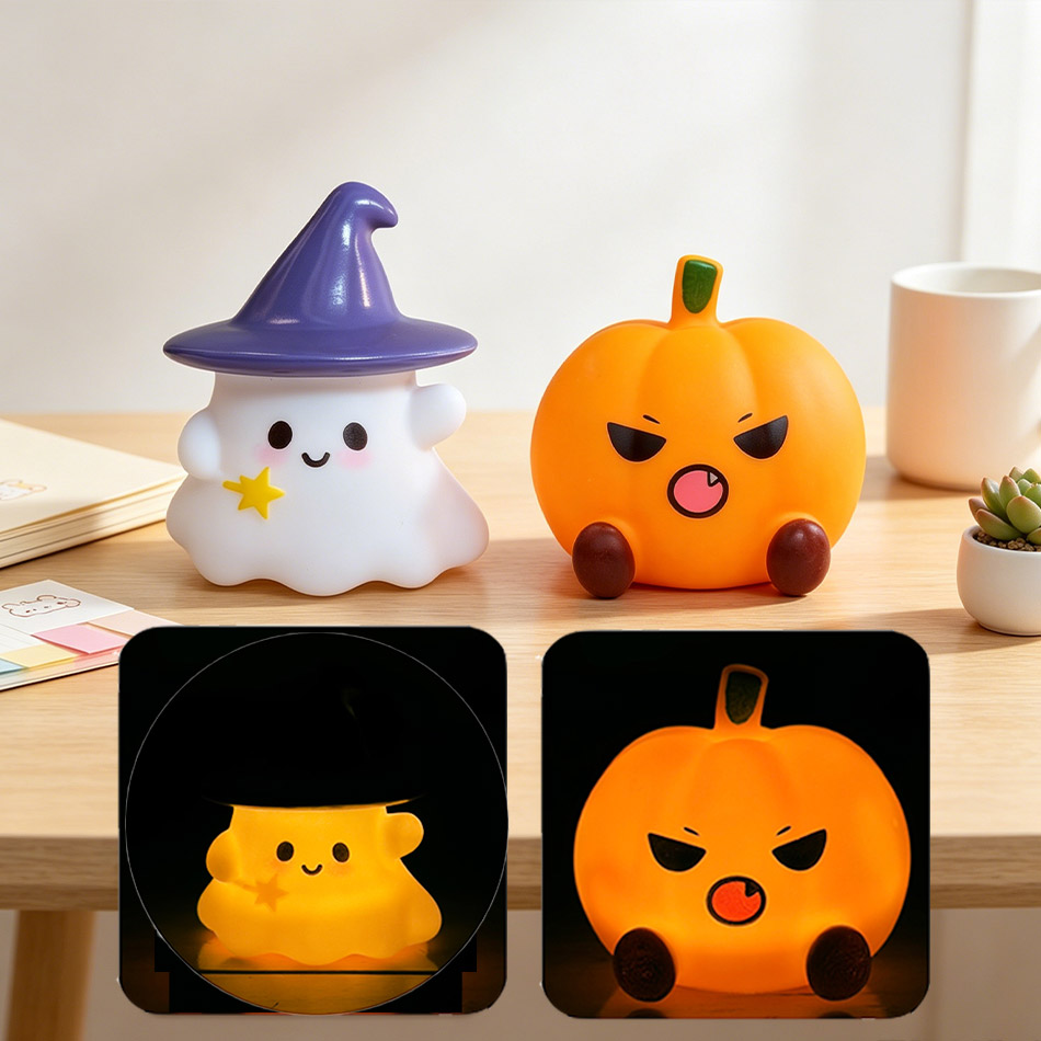 Kawaii Witch Ghost Pumpkin Sil - Halloween Pumpkin Decor Led recension och pris