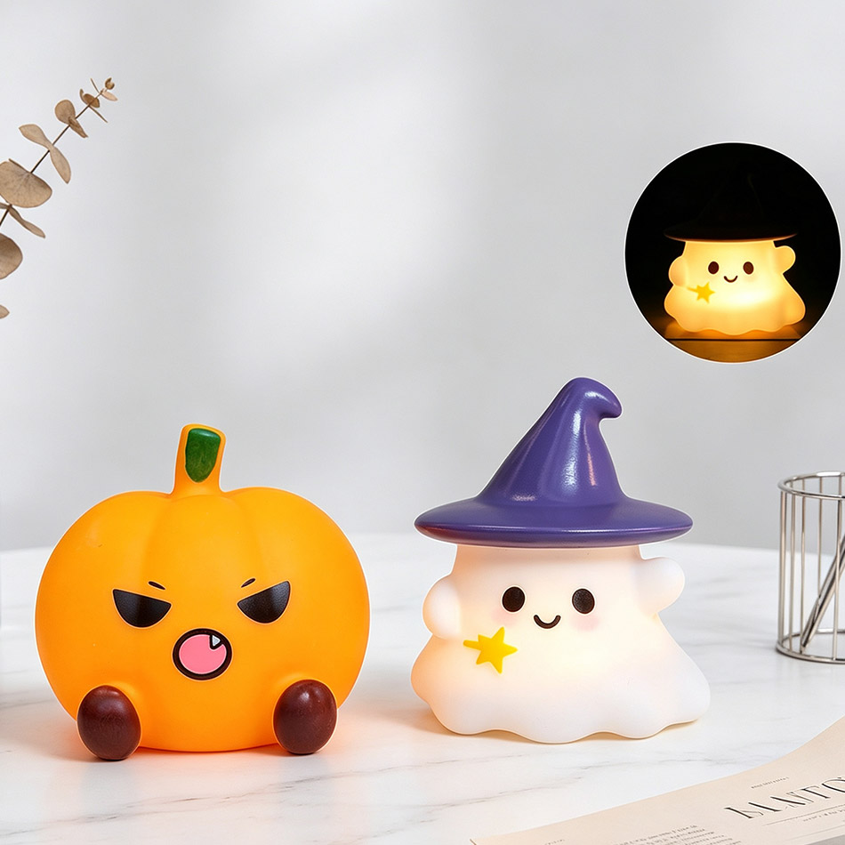 Kawaii Witch Ghost Pumpkin Sil - Halloween Pumpkin Decor Led recension och pris
