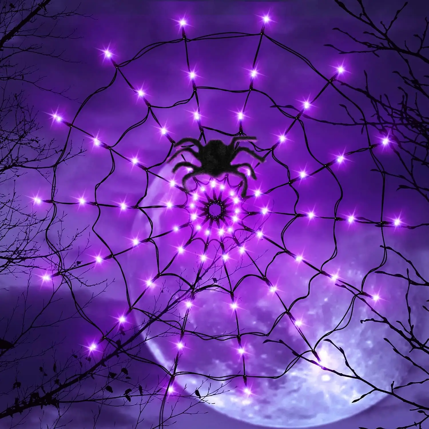 Halloween LED String Light Spi - Spider Web Halloween Decoration recension och pris