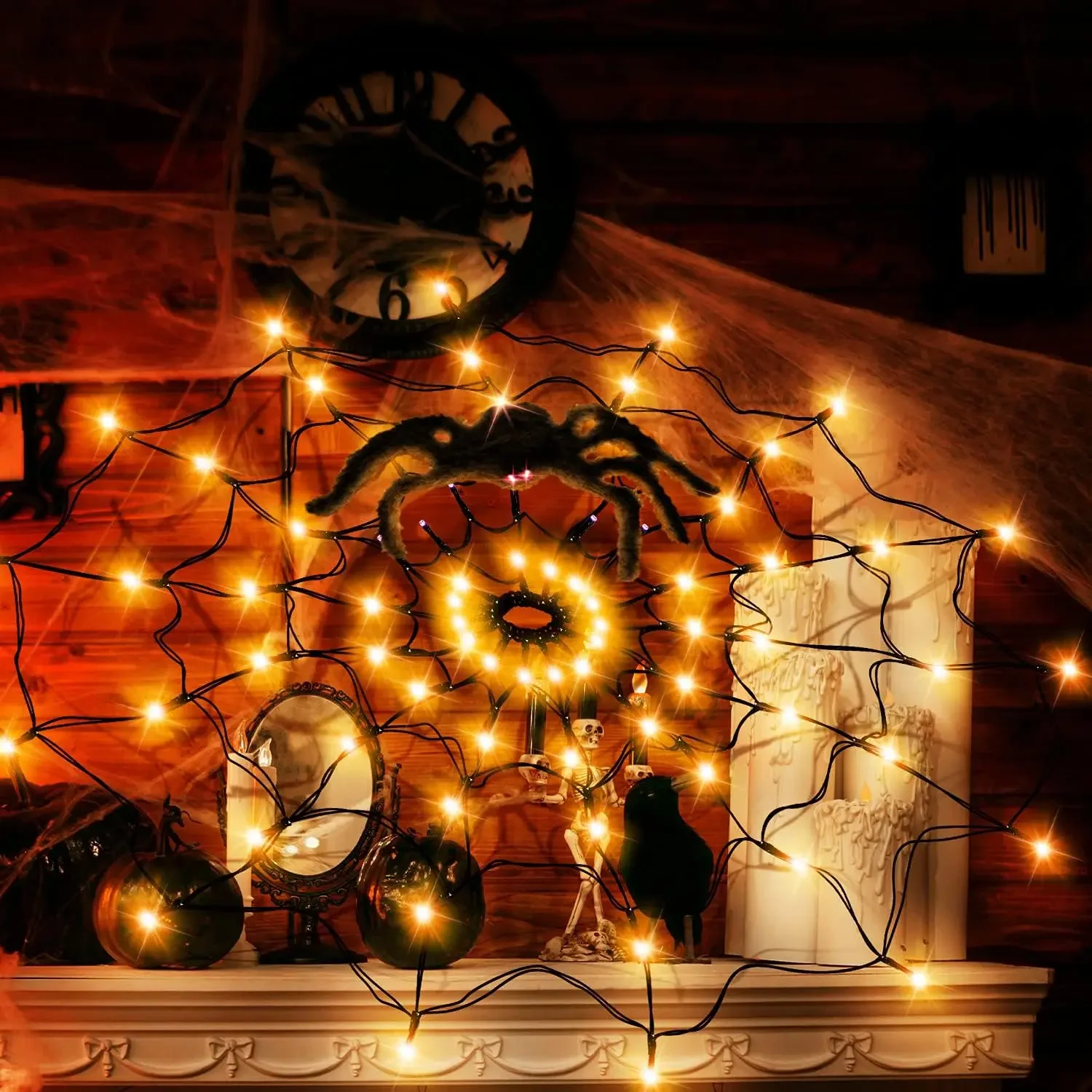 Halloween LED String Light Spi - Spider Web Halloween Decoration recension och pris