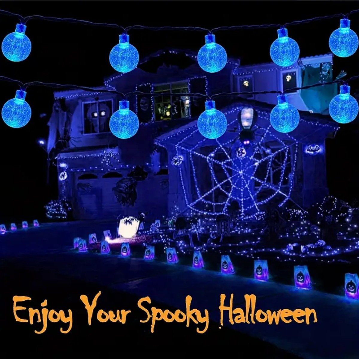1pc 12m 100 LED Halloween Purp - Halloween Led String Lights Orange recension och pris