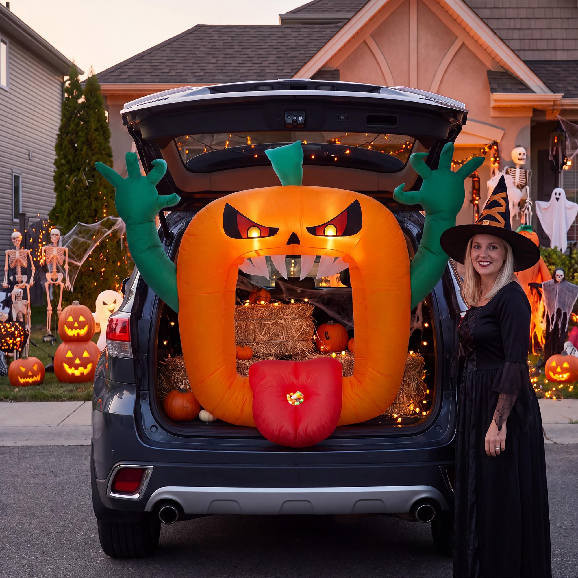 6FT Halloween Inflatables Scar - Halloween Pumpkin Decor Led recension och pris