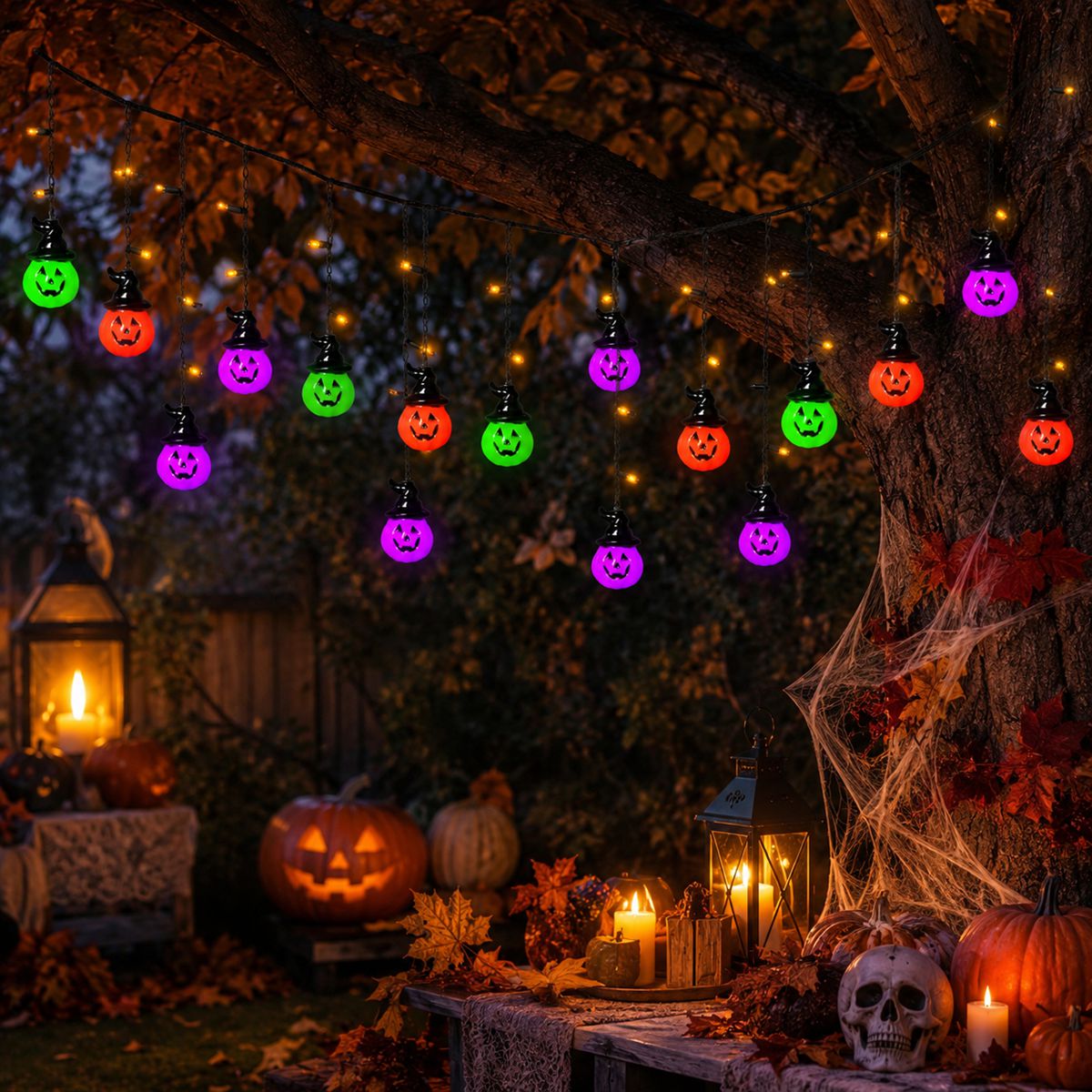 1pc Halloween Horrible 10 Witc - Halloween Led String Lights Orange recension och pris