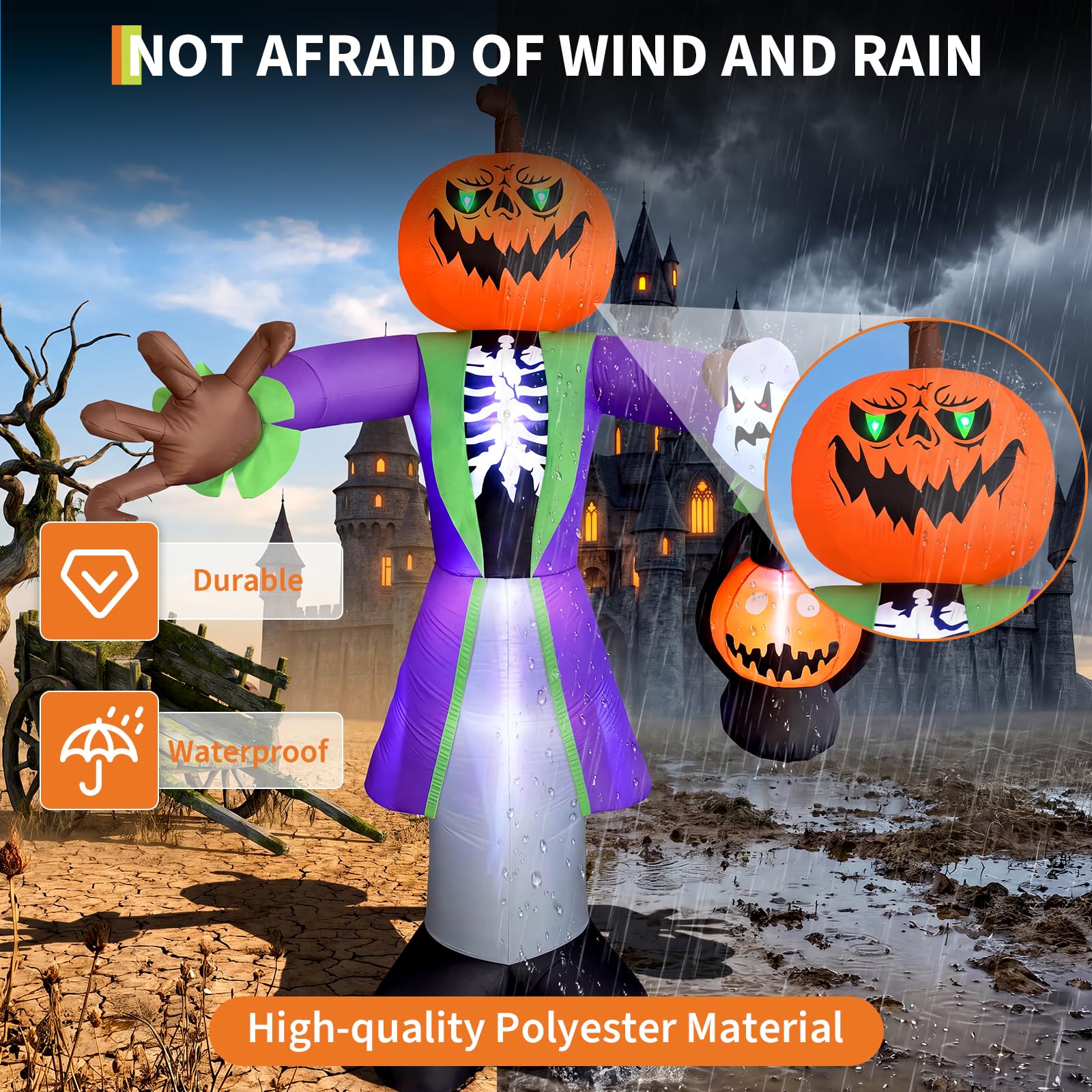 8ft Lighted Halloween Inflatab - Pumpkin Lantern Halloween recension och pris